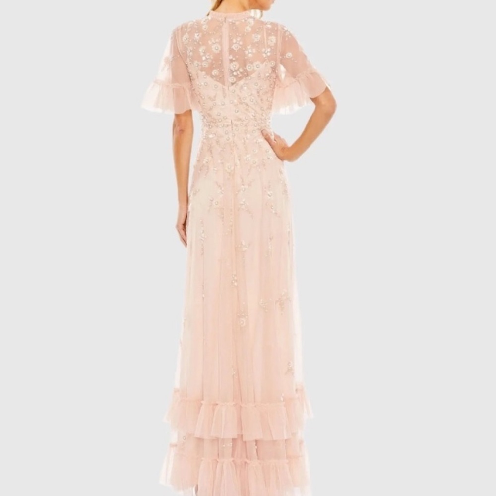 Mac Duggal Blush Pink Embellished Tulle Maxi Dress - Picture 3 of 16
